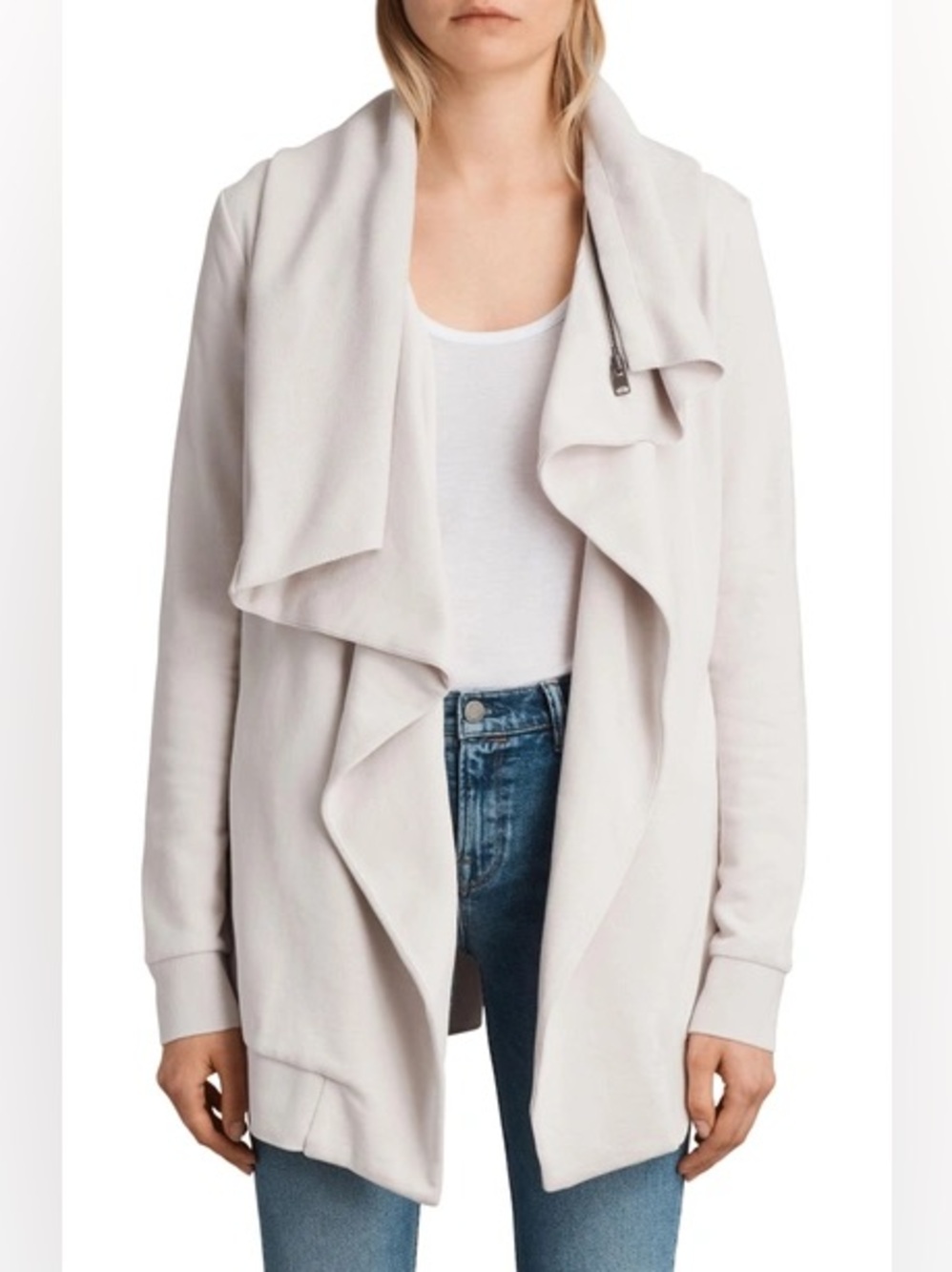 AllSaints Dahlia Cardigan Sweatshirt In Nude Stone Size Small